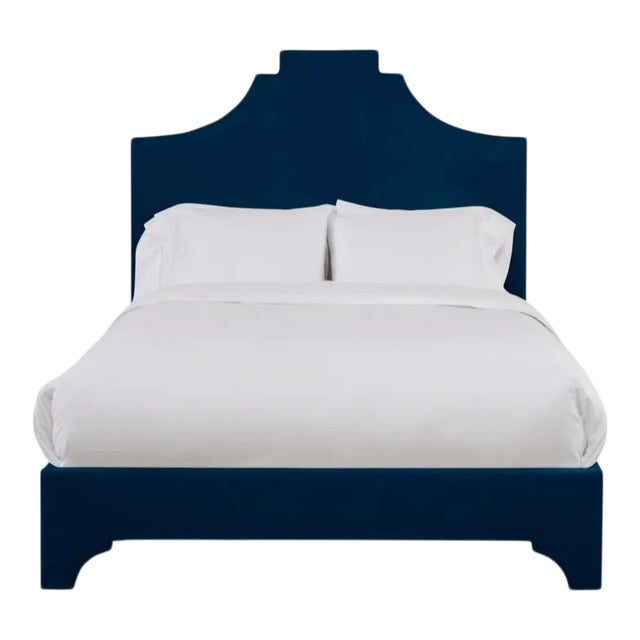 Nadine Full/Double Bedframe, Navy Velvet For Sale