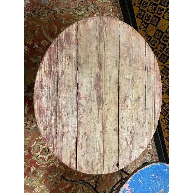 Wrought Iron Garden Table with Round Top For Sale - Image 4 of 5