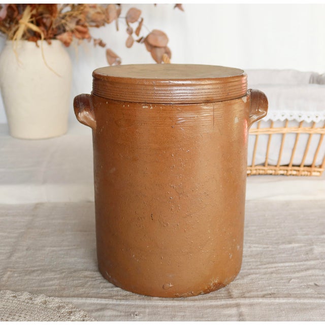 Large Vintage Glazed Earthenware Salt Cellar, 1970s, in Very Good conditions. Designed 1970 to 1979