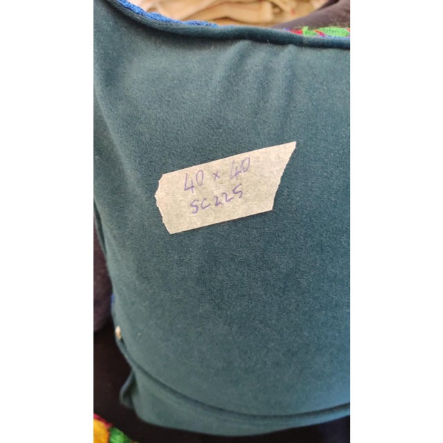 16"x16" Silk Embroidery Cushion Cover. Blue Pillowcase. Needlework Lace Pillow For Sale In New York - Image 6 of 6