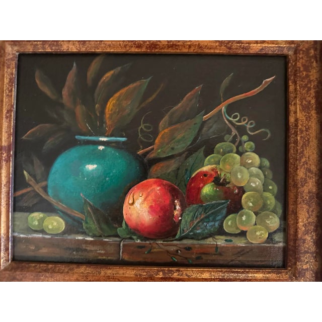 Vintage Framed Oil Painting on Canvas Still Life For Sale - Image 10 of 10