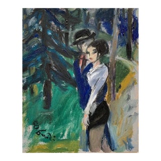 Bruno Paoli "The Alley" Original Italian Modern Street Scene, 20th Century Florence Italy Fine Art Painting, Oil on Canvas, 22x19.75" For Sale