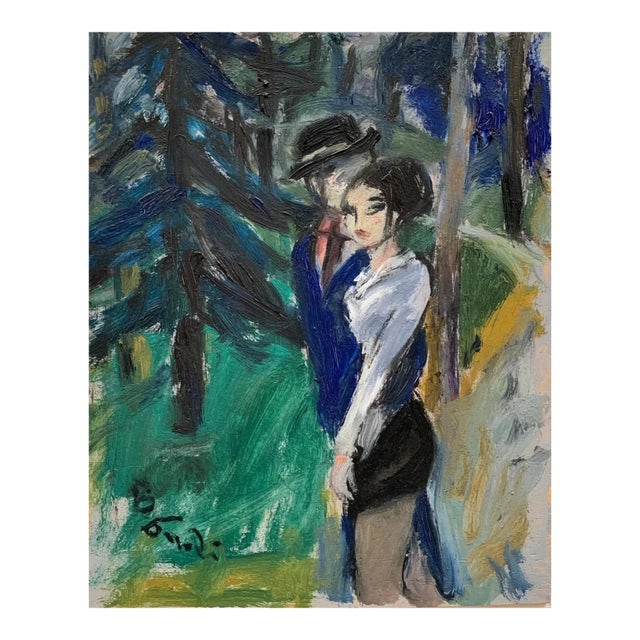 Bruno Paoli "The Alley" Original Italian Modern Street Scene, 20th Century Florence Italy Fine Art Painting, Oil on Canvas, 22x19.75" For Sale