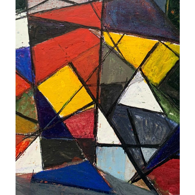 Mid Century Abstract Expressionist Painting "Crossed Lines" For Sale - Image 4 of 5