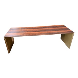 Rosewood and Solid Bronze Architectural Bench, 1970’s For Sale