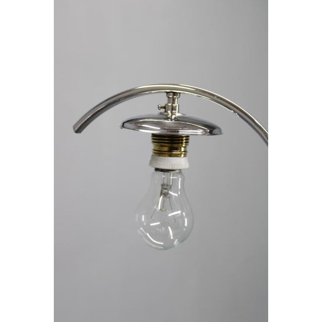 Vintage Art Deco Chrome Pendant Light with Opaline Glass, 1930s For Sale - Image 12 of 14