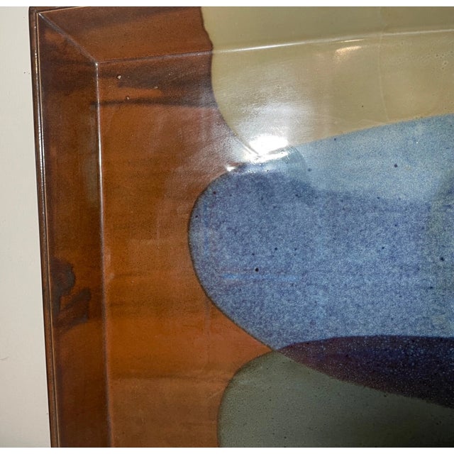 Large Vintage Handmade John Shedd Square Pottery Gazed Centerpiece Dish Platter For Sale - Image 12 of 13