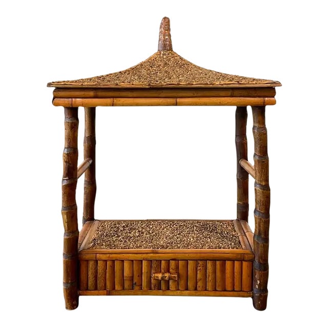 Vintage Duquette Style Rattan Pagoda Hanging Shelf For Sale