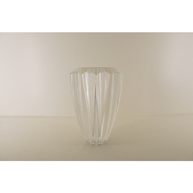 Transparent Vintage Orrefors “Zodiac” Faceted Lead Crystal Vase For Sale - Image 8 of 13