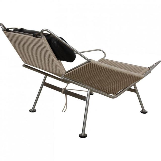 2000 - 2009 Flagline Chair with Black Leather Cushion by Hans Wegner, 2000s For Sale - Image 5 of 18