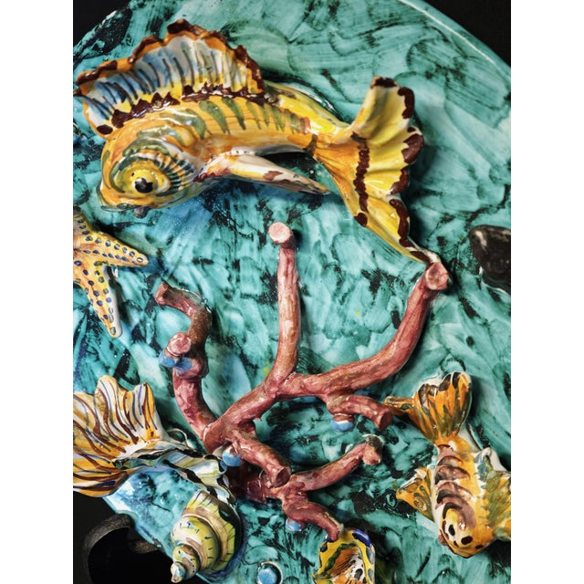 Majolica Sculpture Plate from Vietri, 1960s For Sale - Image 9 of 11