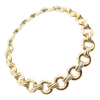 1990s Cartier Trinity Round Link Multi-Color Gold Choker Necklace For Sale