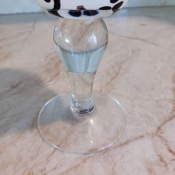 Vintage Murano Martini Drinking Glass Handblown White Brown Spots Art Deco Bar For Sale In San Diego - Image 6 of 10