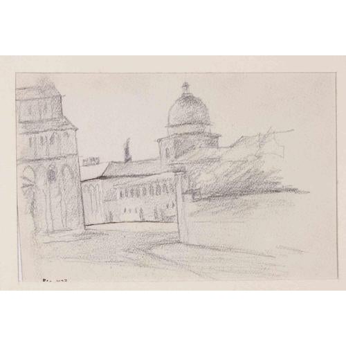 Mino Maccari, View of Pisa, Pencil Drawing on Paper, 1927 For Sale - Image 3 of 3