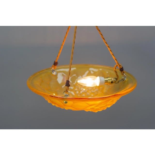 French Art Deco Frosted Amber Colored Pendant Light from ROS, 1930s For Sale - Image 18 of 18