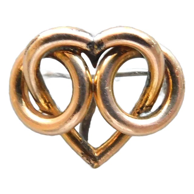 Antique Gold-Filled Heart Watch Pin For Sale