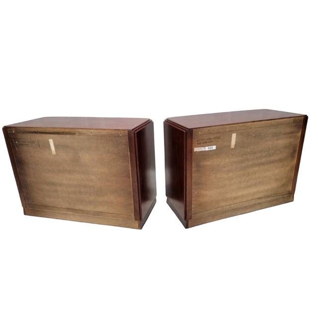 Mid-Century Modern Art Deco Style Flame Mahogany Chests of Drawers by Ralph Lauren - Pair For Sale - Image 3 of 8