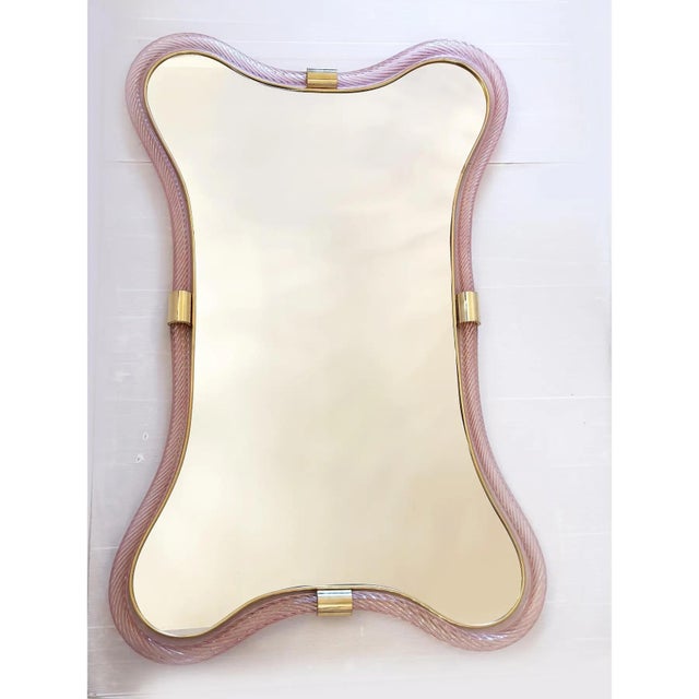 Murano-Style Scenographic Torchon Glass Designer Mirror – Simoeng, Pink and Gold For Sale - Image 9 of 12
