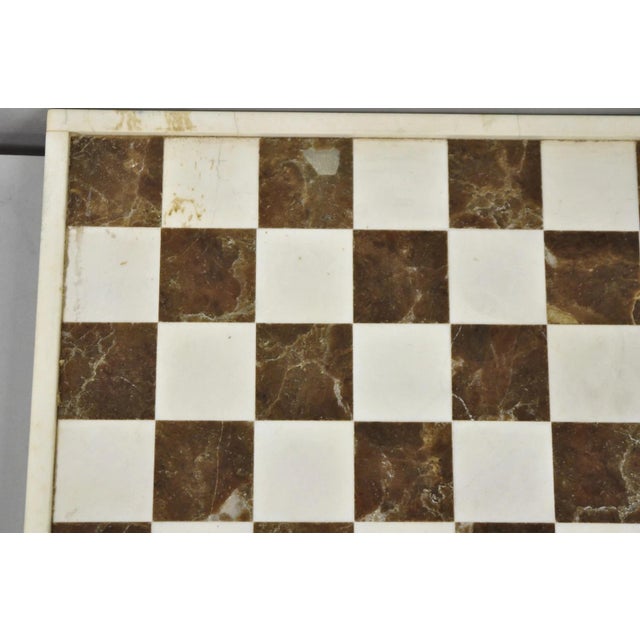 Vintage Mid Century Modern Mosaic Brown Marble Stone Chess Game Checkerboard For Sale - Image 4 of 13