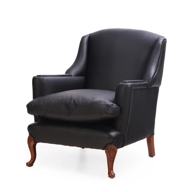 French Pair of Leather Upholstered Club Chairs, C. 1950 For Sale - Image 3 of 6