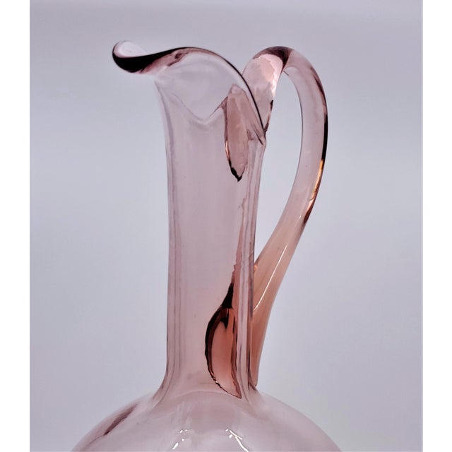 Pink Murano Empoli Glass Decanter With Stopper Vintage Mid Century