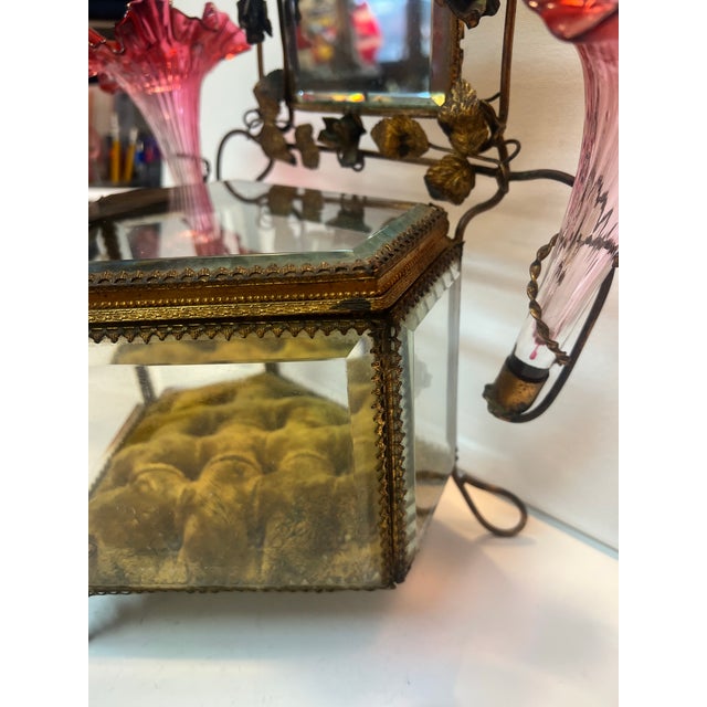 Large French Bridal Jewelry Box Casket Vase Brass Gilded Gold Victorian For Sale - Image 10 of 12