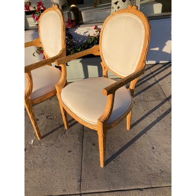 Faux Bois French Style Fauteuils Arm Dining Chairs- A Pair -B For Sale - Image 16 of 16