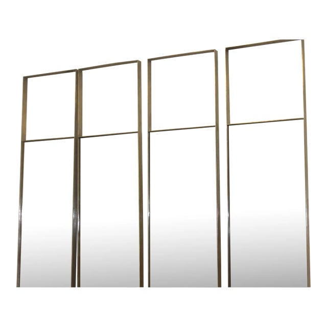 96" French Art Deco Style Monumental Smoked Glass Floor Mirrors Set of 4 For Sale