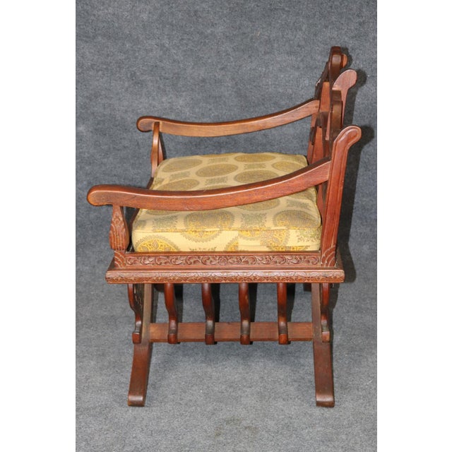 1960's Chinoiserie Style Carved Savonarola Chair For Sale - Image 4 of 10