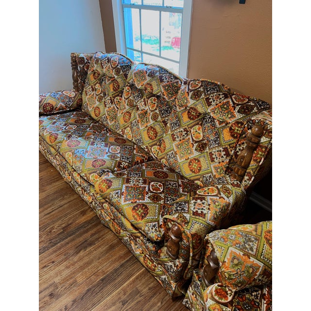 Vintage 1970s Hickory Lane Sofa + Chair Set – Groovy Retro Velour (Owosso Industries) Straight out of a time capsule This...