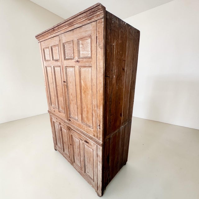 Large Antique Stripped Pine Housekeepers Cabinet, 1800s For Sale - Image 4 of 11