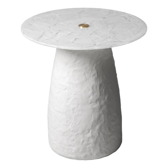 D48 Bolete Side Table in Clay Finish with White Glass Table Top from Aifunghi For Sale