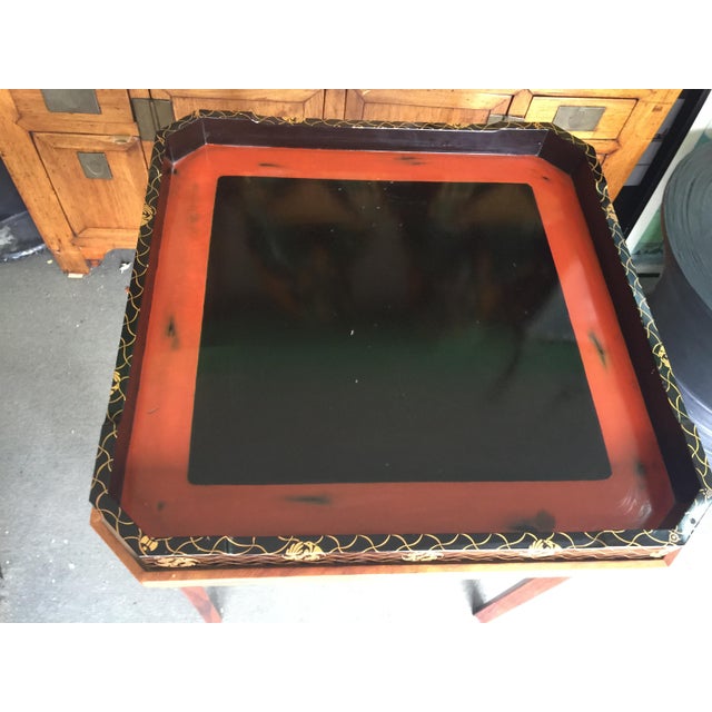 Koa Wood Side Table With Lacquer Tray 26" Chairish