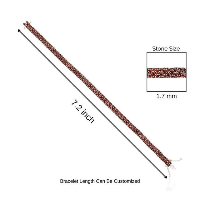 Deep Red Garnet Mesh Bracelet in Sterling Silver For Sale - Image 10 of 12