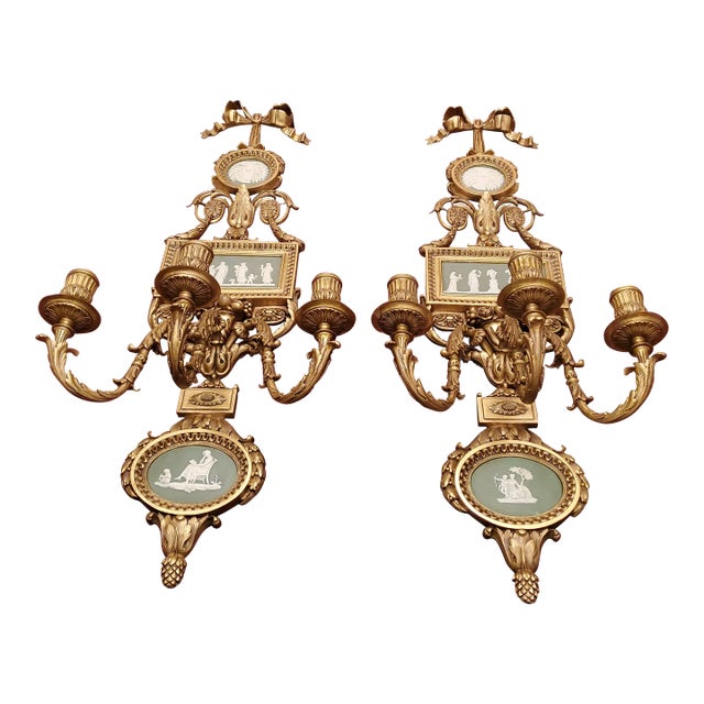 Antique 1900s Grand E F Caldwell Pair Sconces For Sale