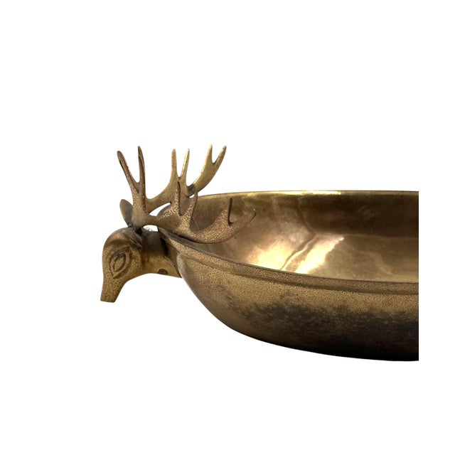 Mid-Century Modern Brass Deers Centerpiece / Bowl, France 1970s For Sale - Image 6 of 17