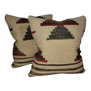 Early 20th Century Hand Woven Weaving Pillows- a Pair