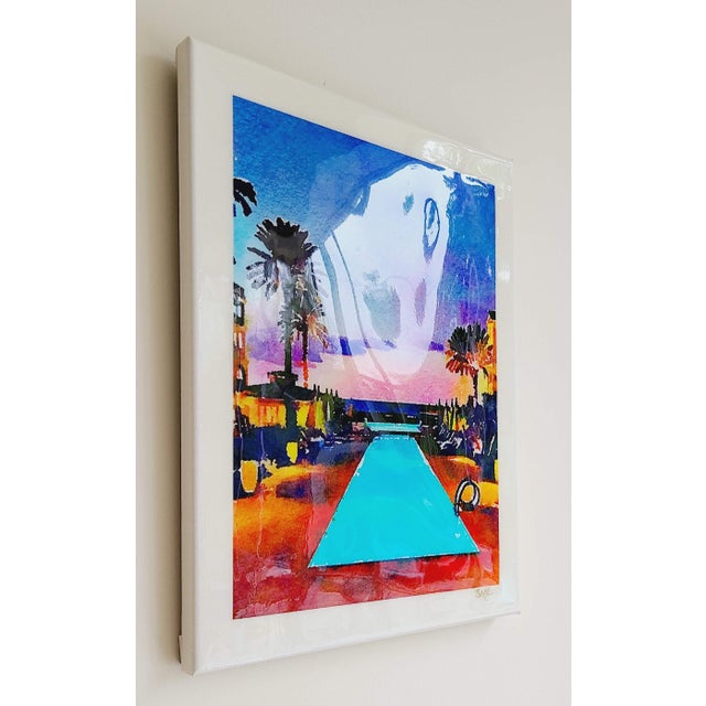 Contemporary Tropical Island Sunset - Contemporary Swimming Pool Art Digital Watercolor Print by Suzanne MacCrone Rogers For Sale - Image 3 of 6
