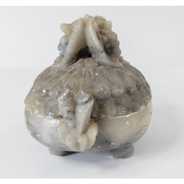 Mid-Century Chinese Carved Bixi Dragon Form Soapstone Box For Sale - Image 4 of 12