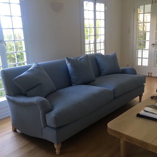 Modern Traditional English Roll Arm Sofa in Blue Chairish