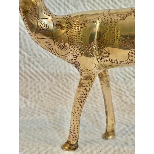 Brass Mid 20th Century Cast Brass Reindeer Buck Candleholder For Sale - Image 8 of 10