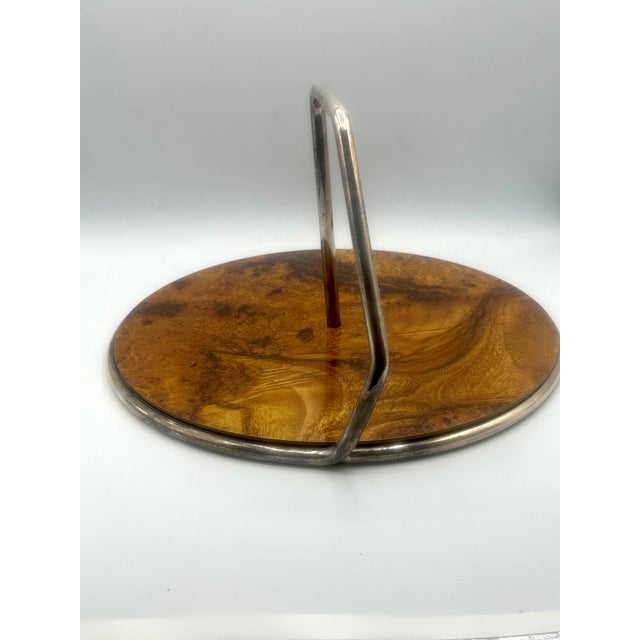 Mid-Century Italian Silverplate and Faux-Bois Serving Tray, For Sale - Image 4 of 15