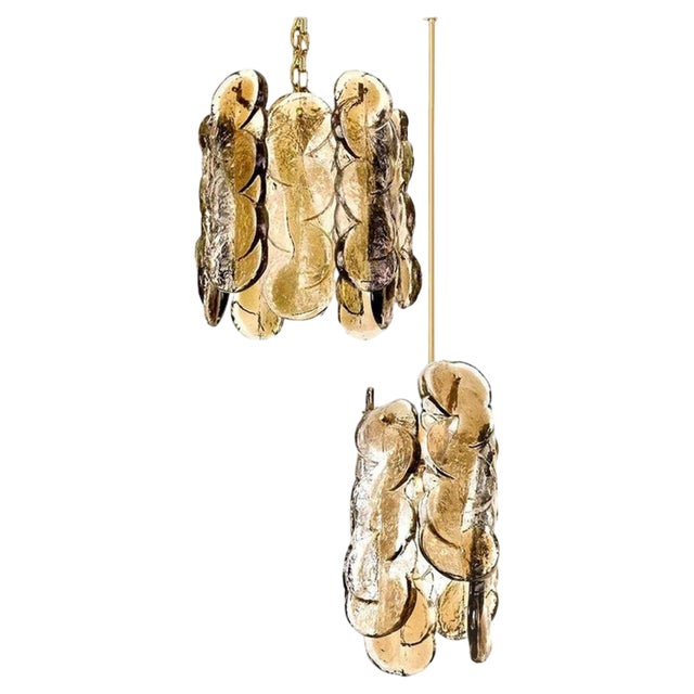 Smoked Glass Ceiling Lights attributed to J. T. Kalmar for Kalmar, 1970s, Set of 7 For Sale