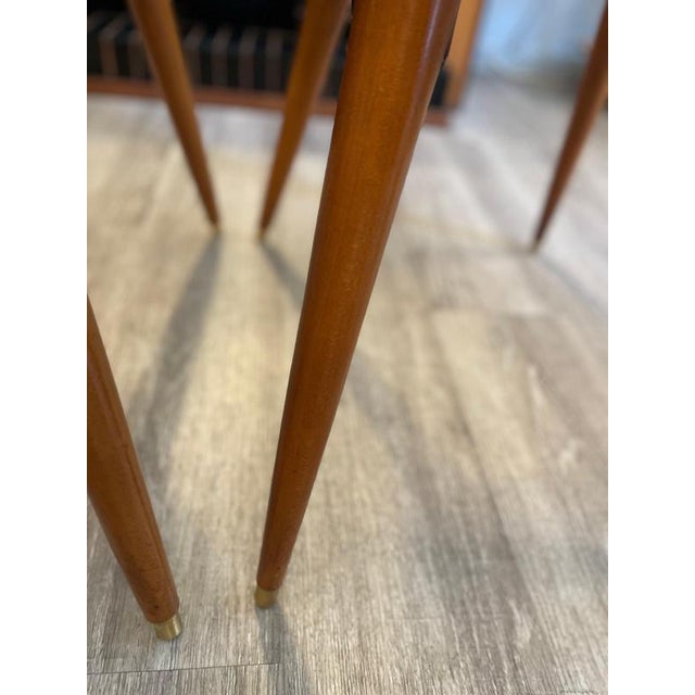 Italian Wooden Chairs in Leather and Brass, 1950s, Set of 6 For Sale - Image 14 of 18