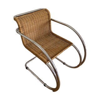 Vintage Mies Van Der Rohe Wicker Mr Chrome Chair For Sale
