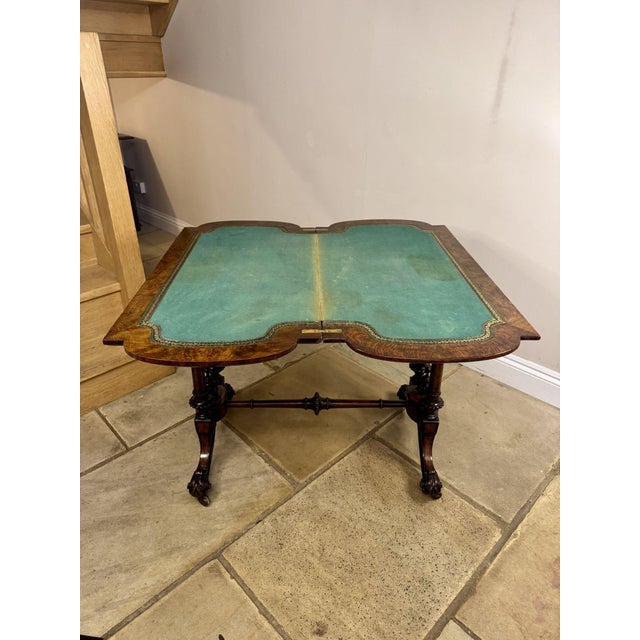 Antique Victorian Burr Walnut Card Table, 1860 For Sale - Image 10 of 13