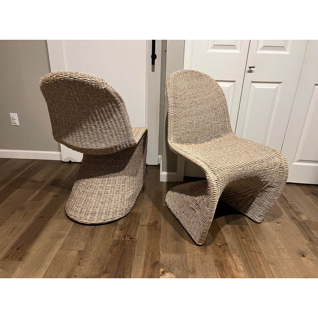 Set of 4 Portia Outdoor Dining Chairs in Vintage White Wicker Chairish