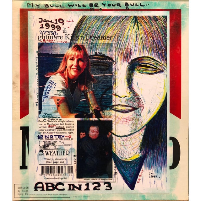 Folk Art Tom CarapicMixed Media Outsider Art Original Photo Collage Drawing 2 Sided For Sale - Image 3 of 5