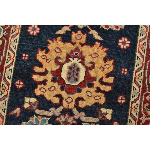 Kazak Runner 2’9” X 9’5” Blue Wool Traditional Hand-Knotted Oriental Rug For Sale - Image 4 of 14