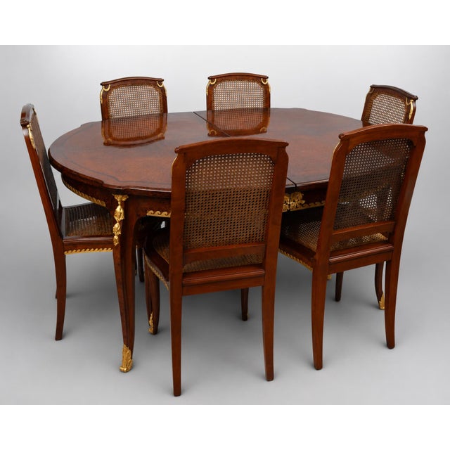 Brown Antique 19th Century Napoleon III Extendable Table with Chairs in Thuja Burl and Mahogany, France, Set of 7 For Sale - Image 8 of 8